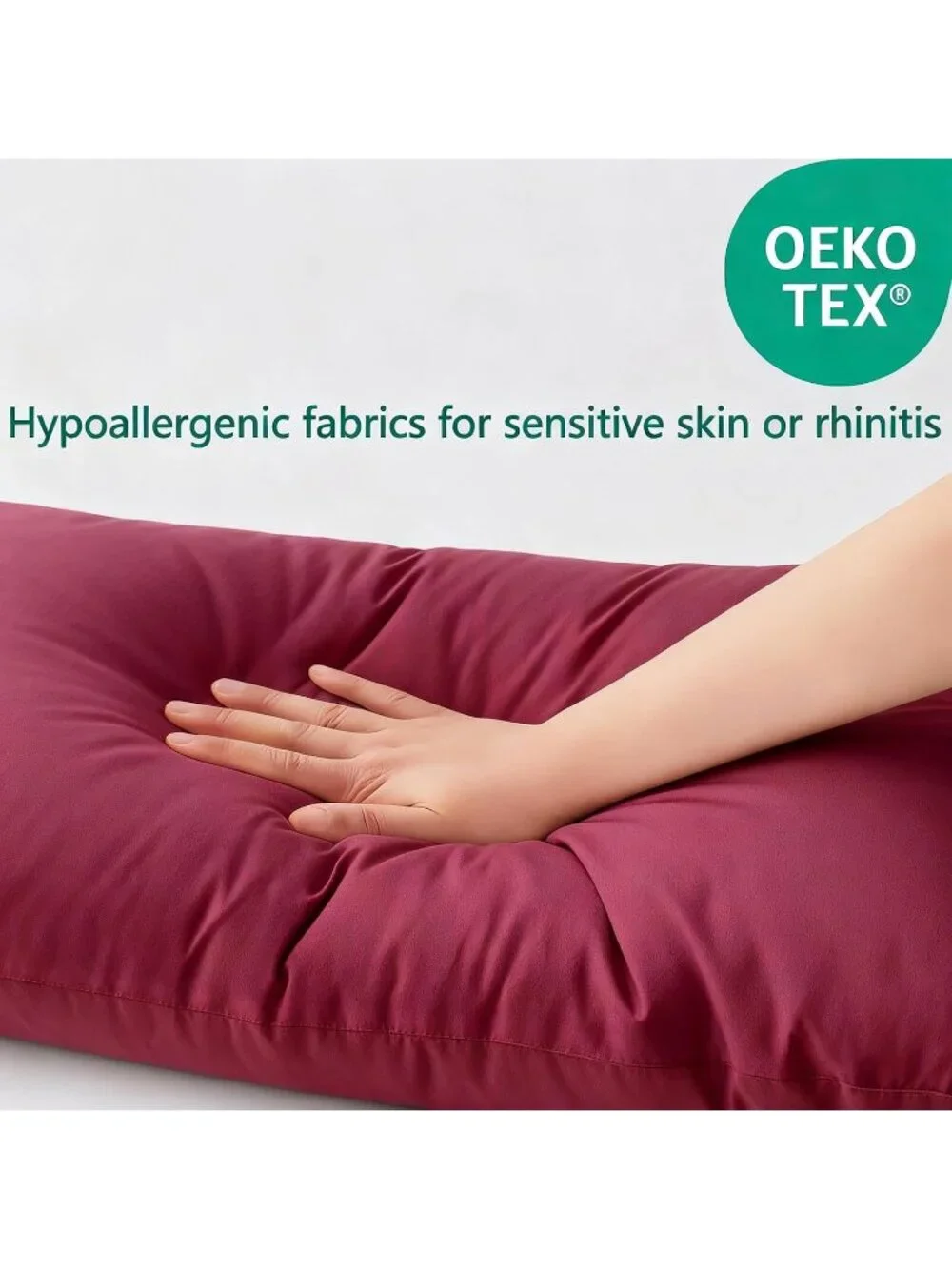 〽️Flat Thin Bed Pillows Standard Size Set of 2 Soft Down Alternative Burgundy